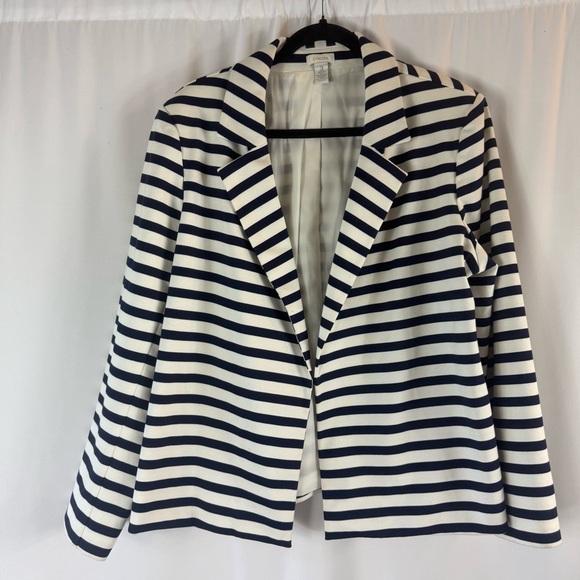 Chicos Blazer Jacket Women's 
 Blue White Striped Nautical
Sailor Beach - Picture 1 of 13